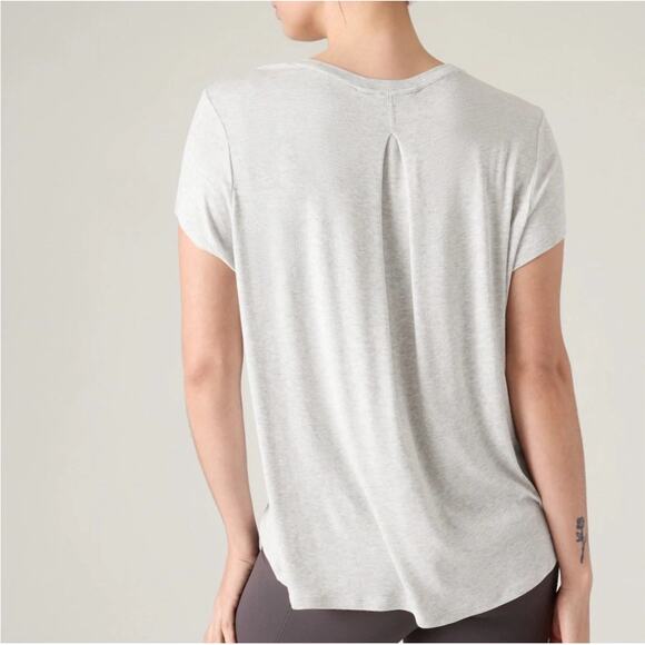 Athleta With Ease Rib Tee Light Gray Heather Top Sz 3X Soft Comfort Shirt Yoga - Picture 6 of 10